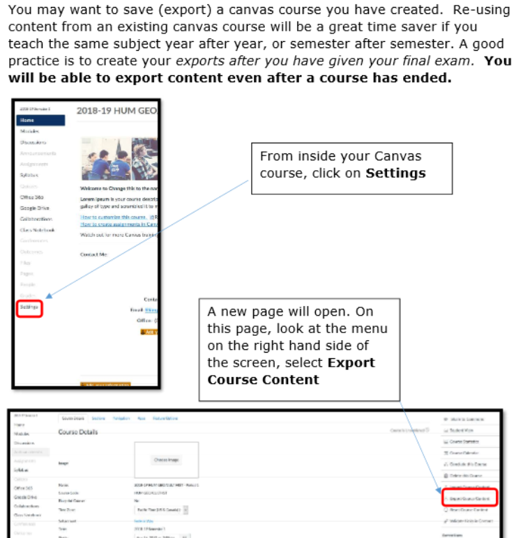 Canvas Course Export TAF Help Desk